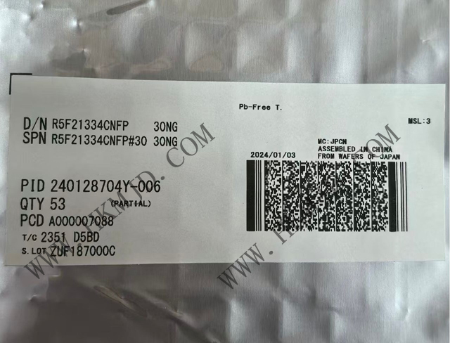 瑞薩電子【MCU芯片】R5F21334CNFP 16位微控制器，采用R8C CPU內(nèi)核
